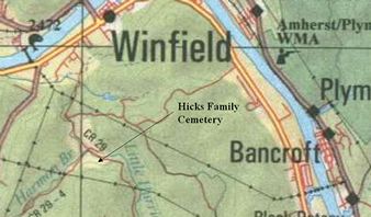 Map to Hicks Cemetery